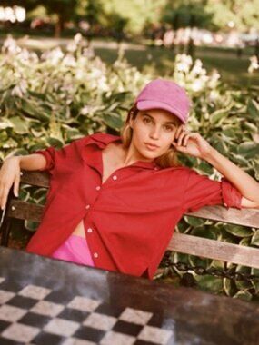 Anthropologie Fuschia Corduroy Baseball Cap - EUC